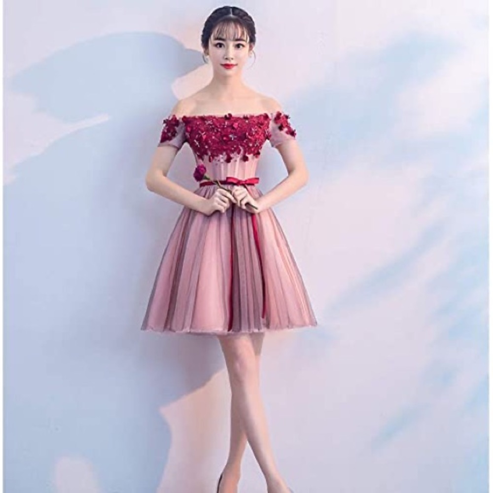 NEW Freshmarque Women Off Shoulder Puffy Lace Up Short Tulle Cocktail Dress